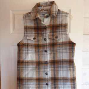 NWT Parkhurst Women's Shacket Style Long Plaid Vest - M